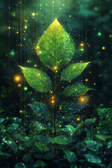 Aufkleber - Abstract green living with eco-friendly icons and vibrant geometric patterns,