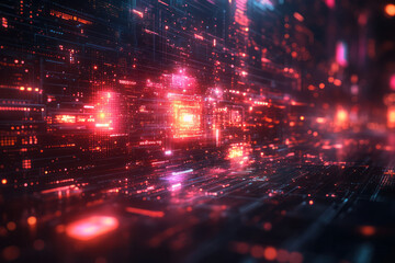 Aufkleber - Abstract digital transformation with interconnected devices and geometric shapes,