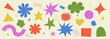 © Nastya - Set of abstract playful shape. Retro spiked explosion stickers. Bursting multicolored textured star. Design elements