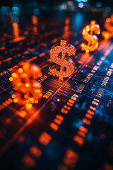 Aufkleber - Conceptual depiction of financial growth with ascending lines and abstract dollar symbols,