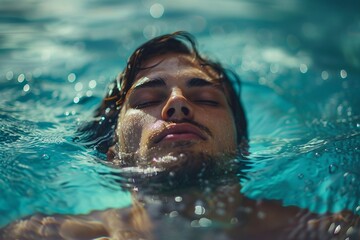 Wall Mural - man swimming in the pool