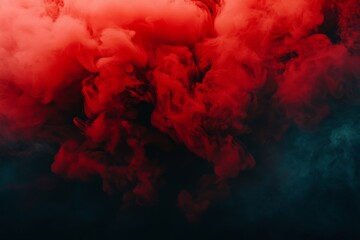 A red smoke cloud on a black background. Stock Photo