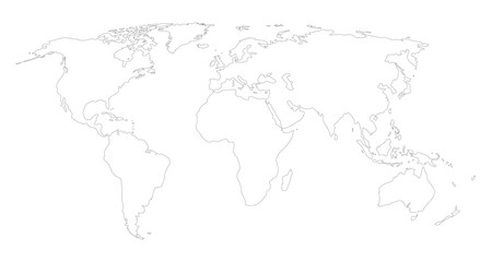  Medium detailed world map. Vector illustration of the world map in outline style