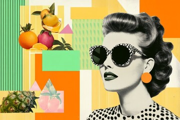 Design of unusual trendy art paper collage for summer vacation. Generative stock