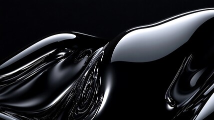 A smooth, polished obsidian background with a reflective, clear area for text