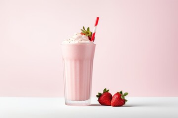 Wall Mural - Strawberry milkshake smoothie dessert.