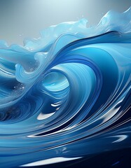 liquid flowing in form of blue wave