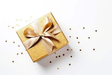 Canvas Print - Gift gold bow box.