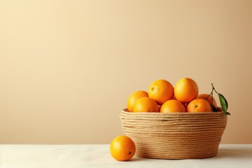 Canvas Print - Basket grapefruit orange table.