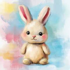 Canvas Print - Cute Bunny Watercolor.