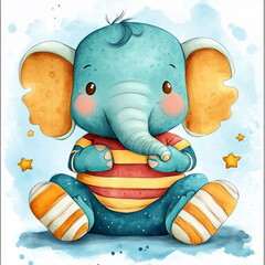 Wall Mural - Cute Cartoon Elephant.