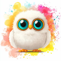 Wall Mural - Cute Owl Watercolor.