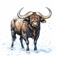 Wall Mural - Watercolour Buffalo.