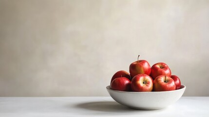 Wall Mural - Red Apples in a White Bowl on a Table