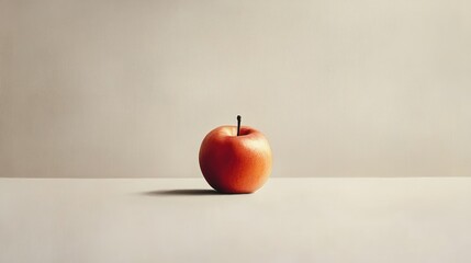 Canvas Print - A Single Red Apple on a White Surface