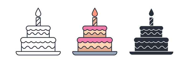 Birthday Cake icon symbol vector illustration isolated on white background