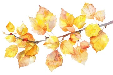 Wall Mural - Vibrant autumn leaves watercolor illustration