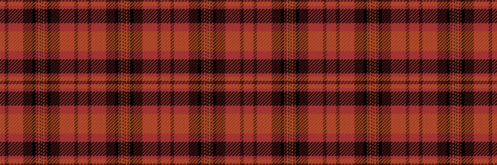 Winter check seamless pattern, madras vector plaid textile. Cosy texture fabric tartan background in red and black colors.