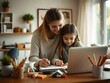 © adidesigner23 - A mother and daughter collaborate on home work at home, showcasing teamwork and creativity in a warm, inviting environment