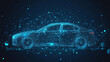 © Hikmet - An abstract image of a car designed as a starry sky or space. The car is represented using points, lines, and geometric shapes that resemble planets, stars, and cosmic elements. This vector business.