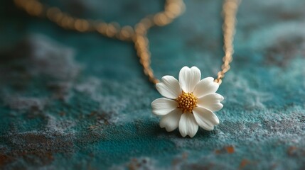 Wall Mural - Daisy Flower on Gold Chain Necklace