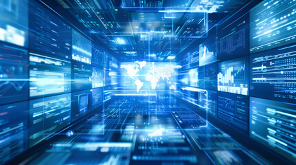 Wall Mural - global connections and data transfer concept background