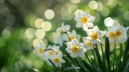 Sticker - White Daffodils in a Meadow