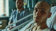 © kora studio - the cancer patient and his relative  is waiting to speak with the doctor on the hospital bed for insurance advertisement