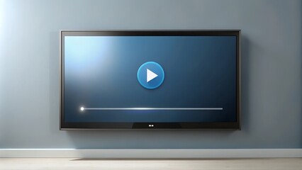 A sleek, modern digital screen displays a paused video with play button, progress bar, and volume controls, set against a clean, minimalist background.