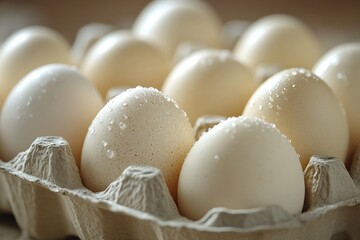 Close-up of Fresh Eggs in a Carton