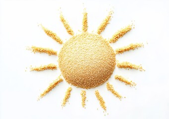 Wall Mural - Sand isolated in the shape of a sun on a white background, clipped at the top