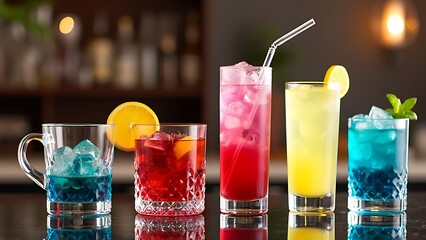 Colorful alcohol drink glasses, perfect for your party and F&B designs