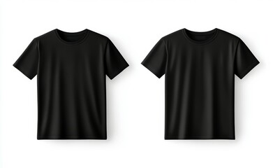 Wall Mural - An eye-catching black t-shirt mockup showing the front and back of the shirt.