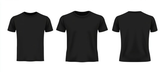 Wall Mural - This is a close-up shot of a blank black t-shirt front and rear. Mockup template used to print the design.