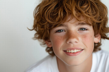 Wall Mural - Adolescent Boy On White Background