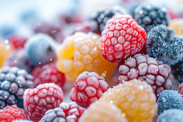 Frozen organic berries creating a colorful and healthy treat