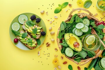 Poster - A picnic basket filled with healthy food