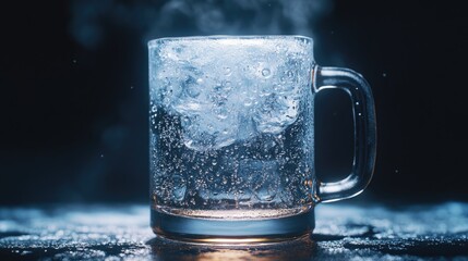 Sticker - Cold Glass Mug with Condensation and Steam