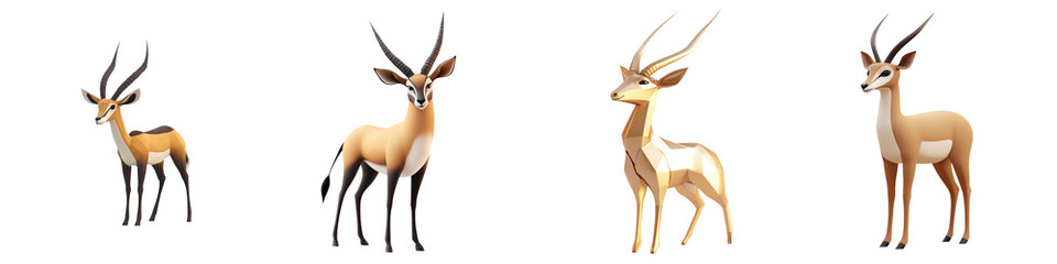 Collection of stylized deer showcasing varied poses and features, ideal for wildlife and nature-themed projects.