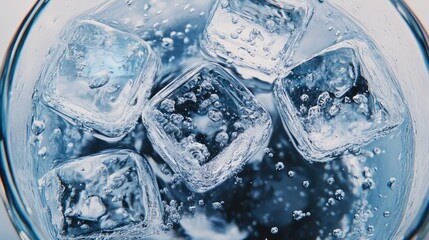 Sticker - Close-up of Ice Cubes in a Glass of Water