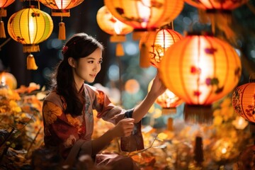 Poster - Festival celebration portrait lantern.