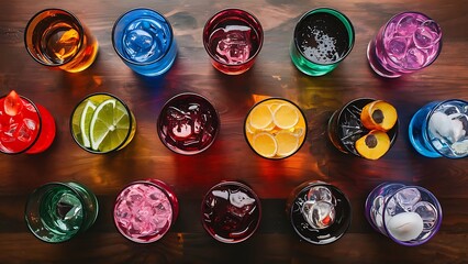 Colorful alcohol drink glasses, perfect for your party and F&B designs