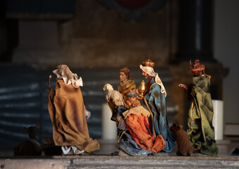 Nativity  scene  in church   Christmas 