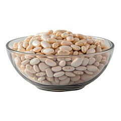 Wall Mural - Fresh white beans displayed in a glass bowl, transparent background, png image