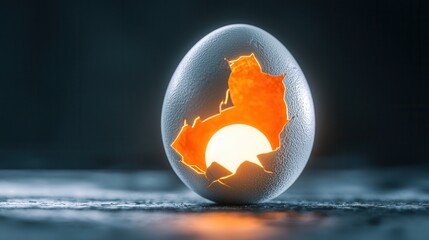 Poster - Cracked Egg with Light Inside.