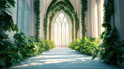 Wall Mural - Overgrown Cathedral Corridor.