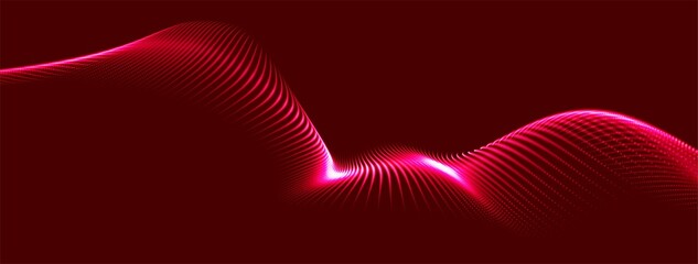 Wall Mural - Abstract digital particle wave. Technology background. Futuristic dot wave. Network connection structure. Presentation design background. Technology or science banner. 3d rendering.