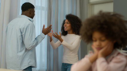 african american family problem quarrel conflict arguing parents angry man father male husband argue