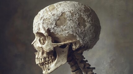 Poster - Human Skull Wearing Delicate Lace Head Covering