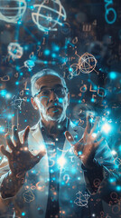 Wall Mural - surreal scientist: floating mathematical symbols in a minimalist lab
